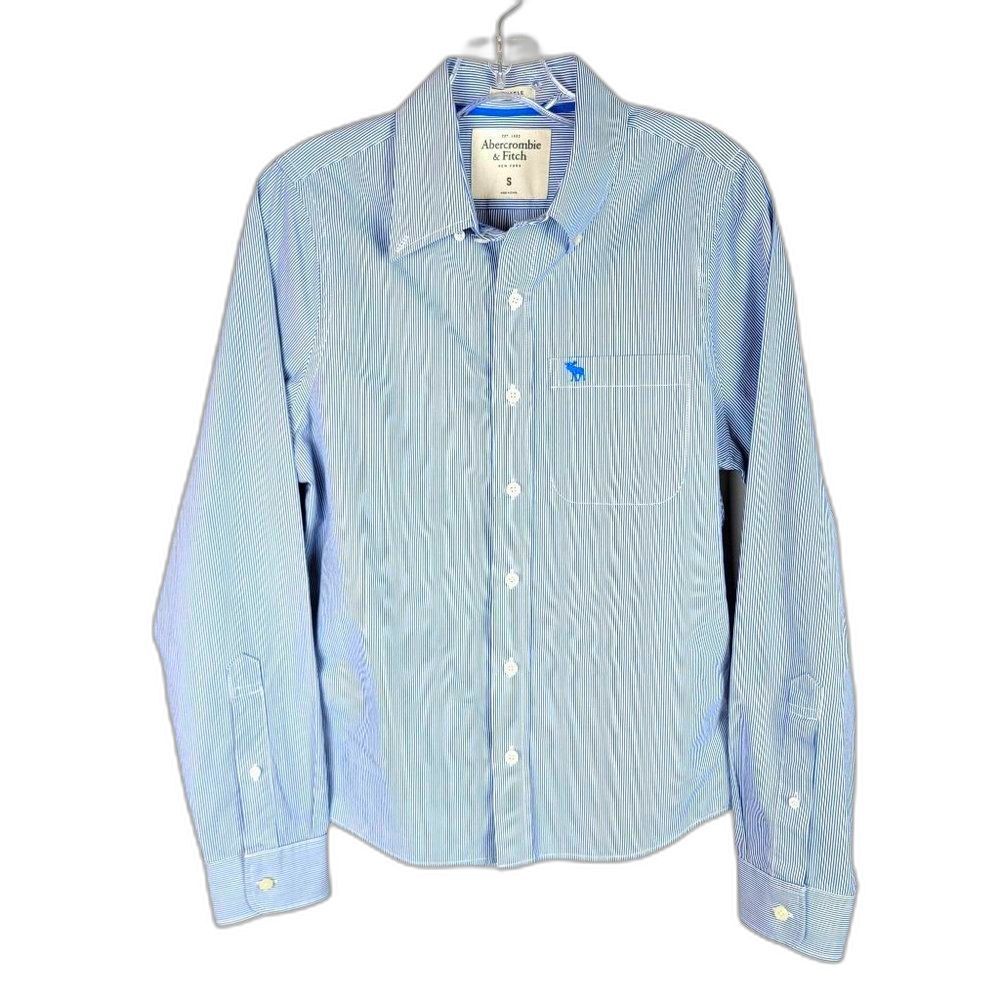 Abercrombie & Fitch Blue White Stripes Long Sleeves Button Down Dress Shirt S